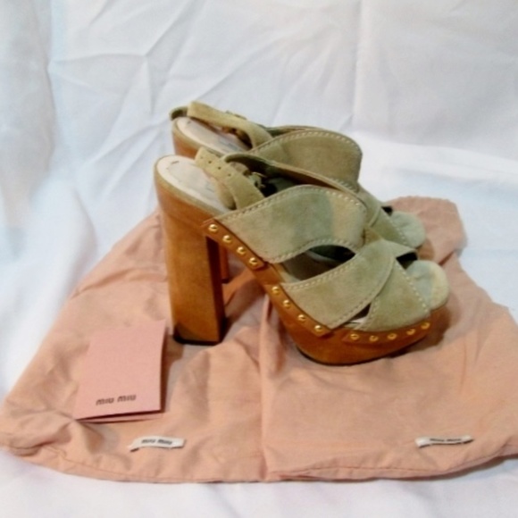 Miu Miu Shoes - NEW MIU MIU HEEL PLATFORM Sandal Shoe SAND